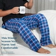 thumbnail image 2 of Active Club Fleece Pajama Pants - Plaid Bottoms - Men's Lounge Pants With Pockets - Sleepwear (Royal Blue, 2X), 2 of 5