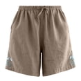 thumbnail image 4 of BUIGTTKLOP Cotton Shorts for Women Drawstring High Waisted Lounge Shorts Summer Casual Loose Embroidered Comfortable Breathable Shorts, 4 of 8