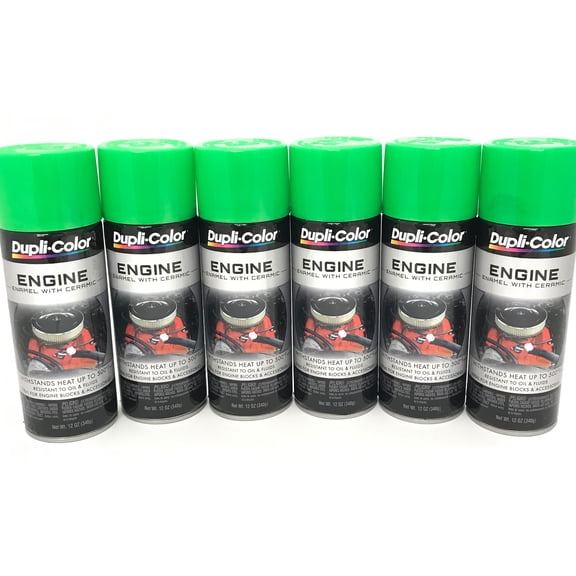 Duplicolor DE1641-6pack Engine Enamel with Ceramic Grabber Green color - 12 oz Aerosol Can