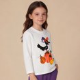 thumbnail image 6 of Girls Halloween Crow & Pumpkin Graphic Long Sleeve Shirt, Crew Neck Casual Fall Pullover Tops for Kids, 6 of 6