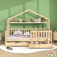 thumbnail image 2 of Cama infantil en color madera, cama infantil cama casita con cajones, madera maciza con somier de lamas, cama casita pino, habitación infantil y juvenil, 90x200 esquí esquí Gafas de esquí, 2 of 5