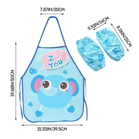 

mnjin children s play apron sleeve set 3-6 years old children s household chores waterproof anti-smudge apron a
