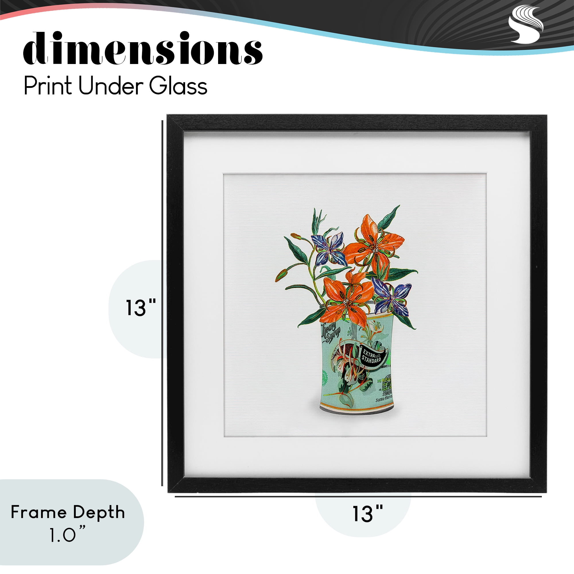 Stupell Industries Lilies in Retro Tin Black Framed Print Under Glass, design by Val Rhodes