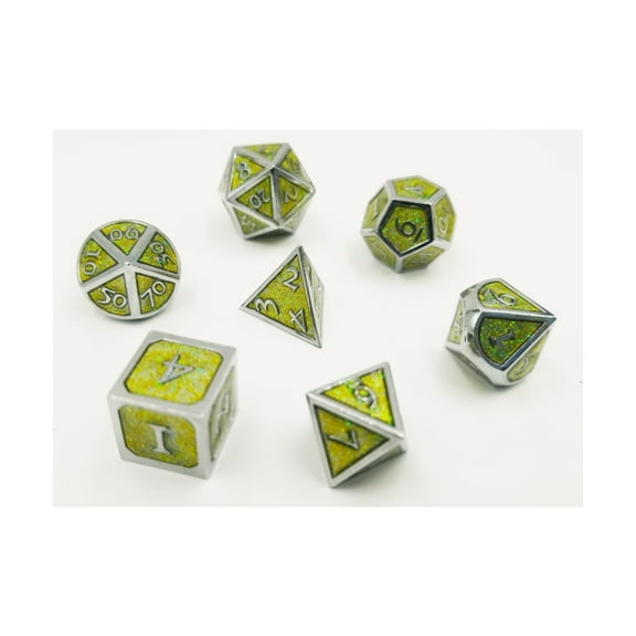 Foam Brain Games Poly Set - Jade Glitter w/Silver (7) New