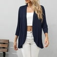 thumbnail image 6 of IROINNID Cardigan Outfits for Women 3/4 Sleeve Comfortable Solid Color Cardigan Top Blouse,Navy, 6 of 9