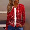 thumbnail image 2 of Women's Fashion Christmas Print Casual Zip-Up Long-Sleeve Hooded Jacket, for Outdoor Activities and Daily Use,Red,2XL, 2 of 6