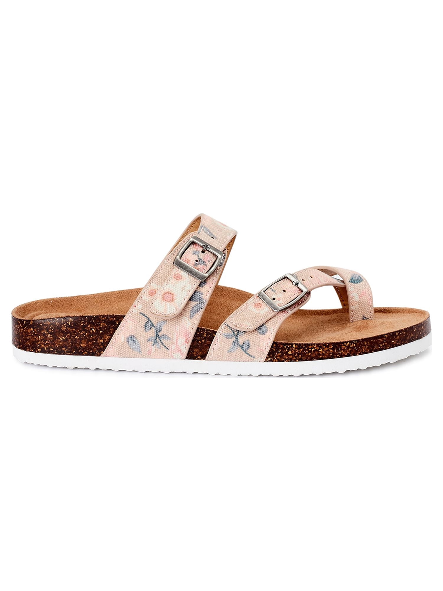 Time and Tru Women’s Toe Thong Footbed Slide Sandals, Wide Width Available
