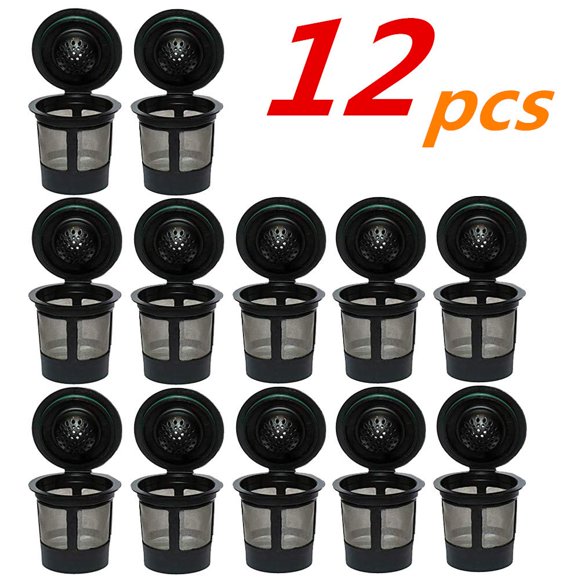 Reusable K Cups, 12 Packs Reusable Coffee Filters Reusable Coffee Pods Stainless Mesh for Keurig Brewers 1.0 or 2.0 Machine, Eco Friendly Stainless Steel Mesh Filter, Easy To Use and Clean