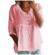thumbnail image 2 of Karight Women's Summer Boho Floral 3/4 Sleeve Tunic Top Flowy Casual Loose Cute Plus Size Pleated Blouse Shirts, 2 of 6