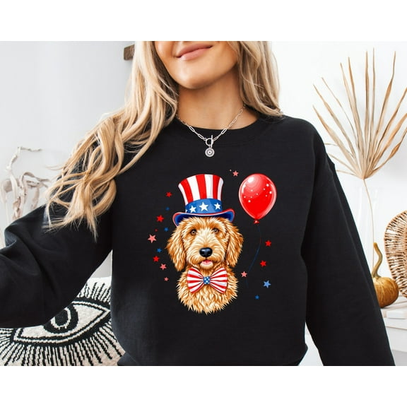 Velto Goldendoodle Patriotic Sweatshirt, Usa Flag Dog Sweater ,Patriotic Goldendoodle Mom Crewneck, Dog Mom Gift, Dog ,Goldendoodle Sweater All Size S-5XL