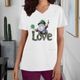 thumbnail image 2 of lcziwo St Patricks Day Scrub Tops for Women 2025 Fashion Irish Shamrock Medical Scrub Tops V Neck Short Sleeve Nursing Uniform Vacation Outfits White XXL Clearance, 2 of 7