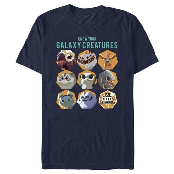Men's Star Wars: Galaxy of Creatures Know Your Galaxy Creatures Graphic Tee Navy Blue Large