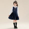 thumbnail image 5 of mgoYE Dress for Kids 10-12 Girls School Uniform Jumper Dress Solid Soft Sleeveless Crew Neck A-Line Pleated Dress(Navy,10-12 Years), 5 of 9