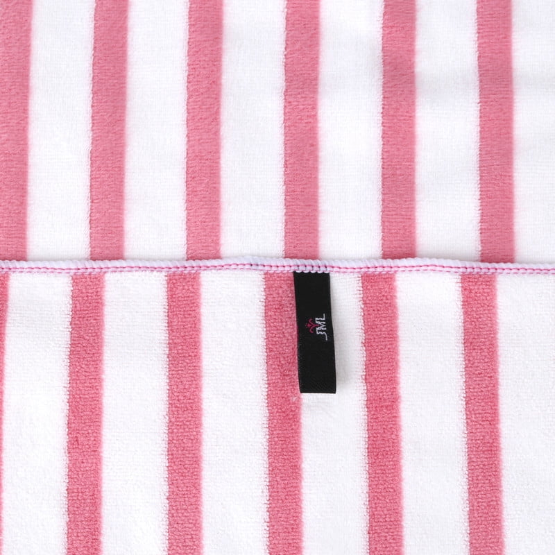 JML Large Stripe Bath Towel Set 4 Pack, 30"x60", Stripe Pink & Coffee, 400GSM, Soft, Absorbent, Microfiber Towel Quick Drying, Lint-free, No Fading