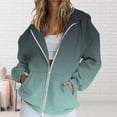 thumbnail image 2 of VISALY Womens Zip Up Hoodies Sweater Jacket Fall Jacket Oversized Pocket Sweatshirt Casual Zipper Jacket Solid Color Long Sleeve Tops Comfy Sweaters Plain Hoodie Fall Sweaters Grey L, 2 of 4