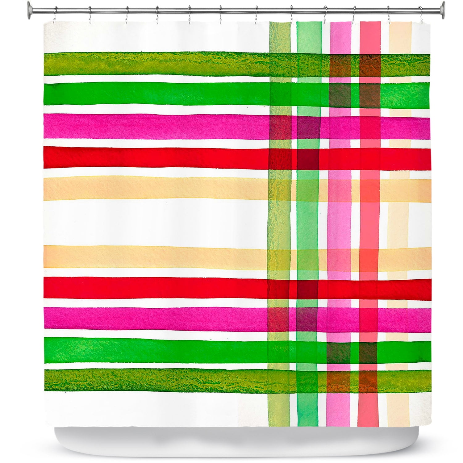 69 x 70 Shower Curtain Kess InHouse Frederic Levy-Hadida Fancy Stripes Green 