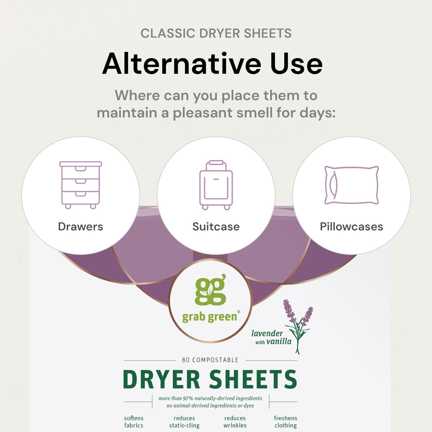 Dryer Sheets, 160 Sheets, Lavender Vanilla Scent, Plant and Mineral Based, Compostable, Softens Fabrics, Reduces Static Cling and Wrinkles