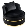 thumbnail image 2 of 360 Degree Swivel Accent Chair Velvet Modern Upholstered Barrel Chair Over-Sized Soft Chair with Seat Cushion for Living Room, Bedroom, Office, Apartment (Black), 2 of 11