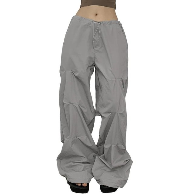 Pantalon Décontracté Multi-Poches pour Femmes Taille Basse Droit Tissé