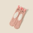 thumbnail image 4 of DJN Women's Printed Coral Velvet Socks Thick Fleece Lined Winter Mid-Crew Socks Non-Slip Home Wear Pink One Size, 4 of 4