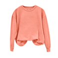 thumbnail image 1 of Baberdicy T-Shirts pour Femmes Chandail en Molleton Col Rond Coupe Ample Couleur Unie Manches Longues Hauts Automne Orange, 1 of 4