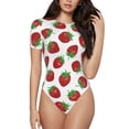 thumbnail image 2 of Goofa Hand Drawn Strawberry Printed Women Rash Guard Short Sleeve,Tummy control Swimsuit Surfing Swimsuit Bathing Suit One Piece Swimsuit UPF 50-X-Large, 2 of 9