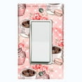 thumbnail image 1 of Metal Light Switch Wall Plate Outlet Cover (Coffee Mocha Espresso Heart Cupcake Macaron Flower Bouquet Pink - Single Rocker), 1 of 2