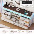 thumbnail image 4 of ChVans 7 Drawer Dresser with LED Light and Charging Station, Farmhouse Chest of Drawers for Closet, Wide Drawer Organizer Cabinet for Bedroom, Living Room, 4 of 7