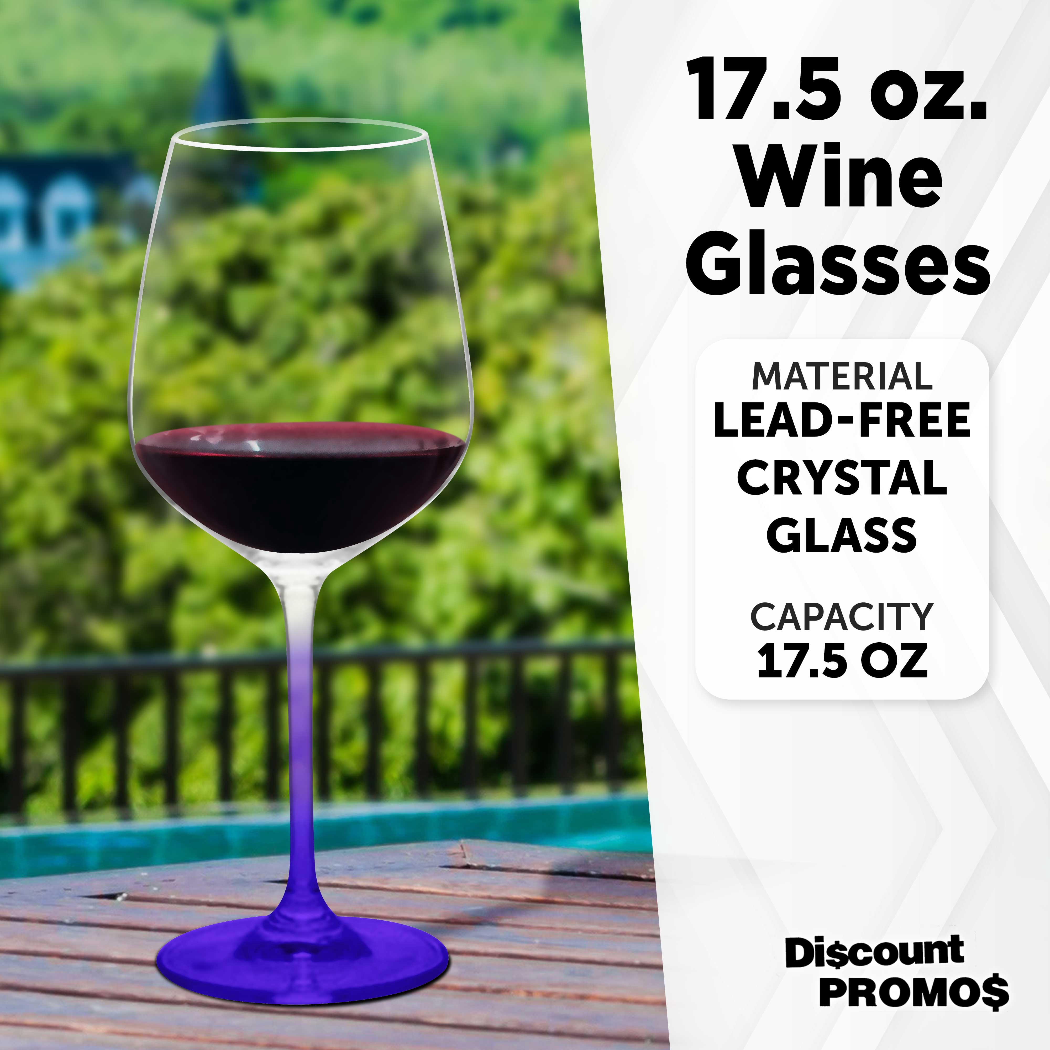 Crystal Wine Glasses 17.5 oz. Set of 12, Bulk Pack - Restaurant Glassware, Perfect for Red Wine or White Wine - Purple