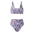 thumbnail image 2 of HOMBOM Swimsuits for Women Two Piece High Waisted Swimwear Bikini Floral Print Red Summer Adults Bathing Suits, 2 of 9