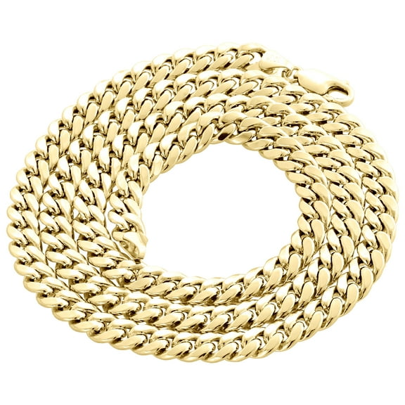 10K Yellow Gold Semi Hollow Miami Cuban 7mm Chain Link Necklace 26 Inch