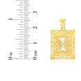 thumbnail image 4 of Floreo 10k Yellow Gold and White Gold 14.5mm or 18mm Personalized Alphabet Monogram A-Z Initial Square Pendant, 4 of 6