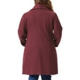 thumbnail image 3 of Plus Size Coat for Women Notched Shawl Collar Outerwear Single Breasted Coat 1X Burgundy, 3 of 6