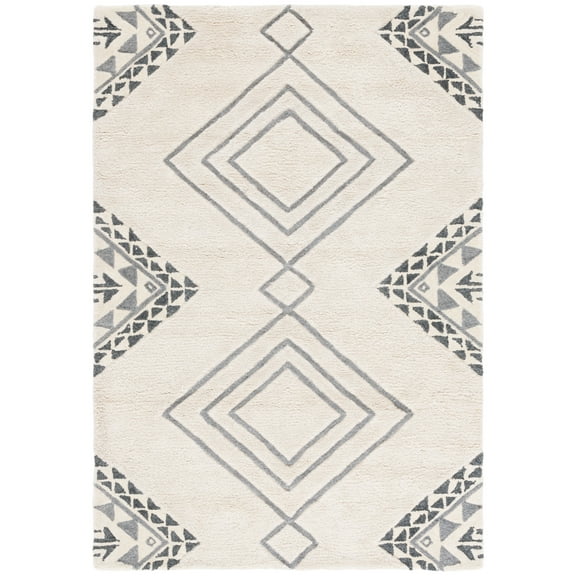 SAFAVIEH Casablanca Jannine Geometric Shag Area Rug, Ivory/Grey, 3' x 5'