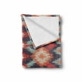 thumbnail image 2 of Ikat Soft Flannel Fleece Blanket, Oriental Double Batik Tie-Dye Weaving Style Graphic Ikat Forms Cultural Artisan, Cozy Plush for Indoor and Outdoor Use, 70" x 90", Red Orange Teal, by Ambesonne, 2 of 6