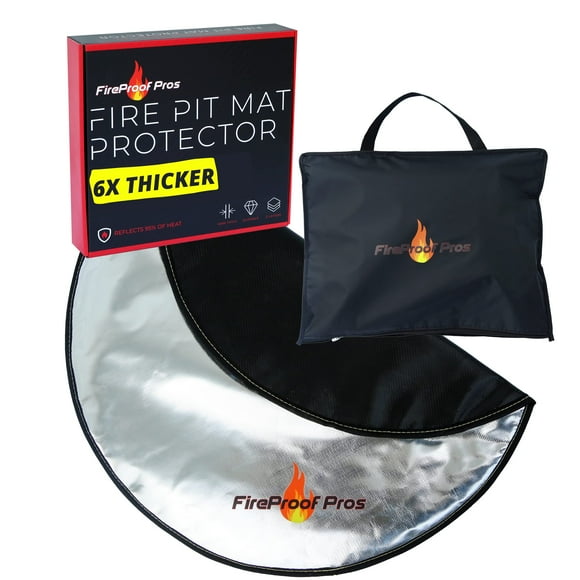FireProof Pros 36" Fire Pit Mat for Deck, Patio, Grass and Concrete. Heat Resistant Fireproof Mat/Ember Mat. Triple Layer Fire Pit Pad, Thick Firepit Protector, BBQ Mat f