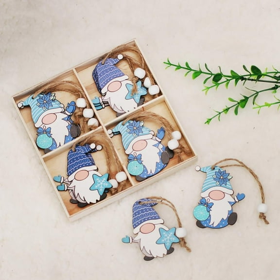 12 Pieces Christmas Gnome Wooden Hanging Ornaments Santa Gnome Christmas Wooden Ornaments Wooden Hanging Gnome Elf Hanging Decor for Christmas Tree Decoration