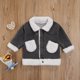 thumbnail image 2 of Bebé Niñas Niños Invierno Abrigos Patchwork Manga Larga Cuello con Botón Chaqueta con Bolsillos(Negro/2-3 años) Nituyy Chaqueta, 2 of 4