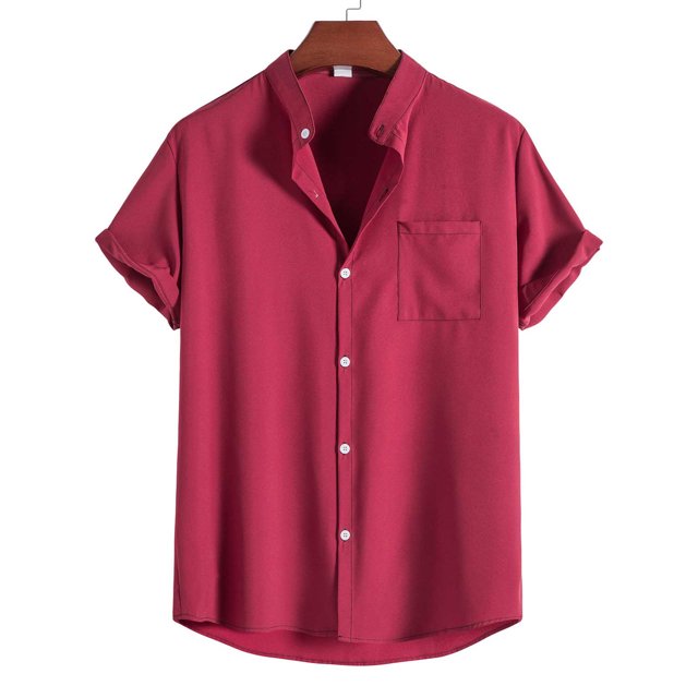 LSLJS T-shirt pour Hommes Mode Décontractée Manches Courtes Col Montant Chemise Décontractée Manches Courtes Col Montant