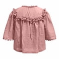 thumbnail image 4 of Easter womens shirts Short Sleeve Lace Blouse Tops Vacation Front Tie Solid Elegant Tops short sleeve shirts for women, 4 of 6