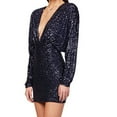 thumbnail image 5 of Kaemgyyd Cocktail Dresses for Women Long Sleeve Sequin Short Dress Sparkly Glitter V Neck Bodycon Mini Dress for Party Club, 5 of 6