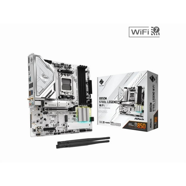 ASRock B850M STEEL LEGEND WIFI AM5 AMD B850 SATA 6Gb/s Micro ATX Motherboard