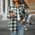thumbnail image 2 of vigerkar Women's Oversized Casual Shirts Long Sleeve Button Down Plaid Shirt Business Office Work Blouse Top (Green, XXL), 2 of 8