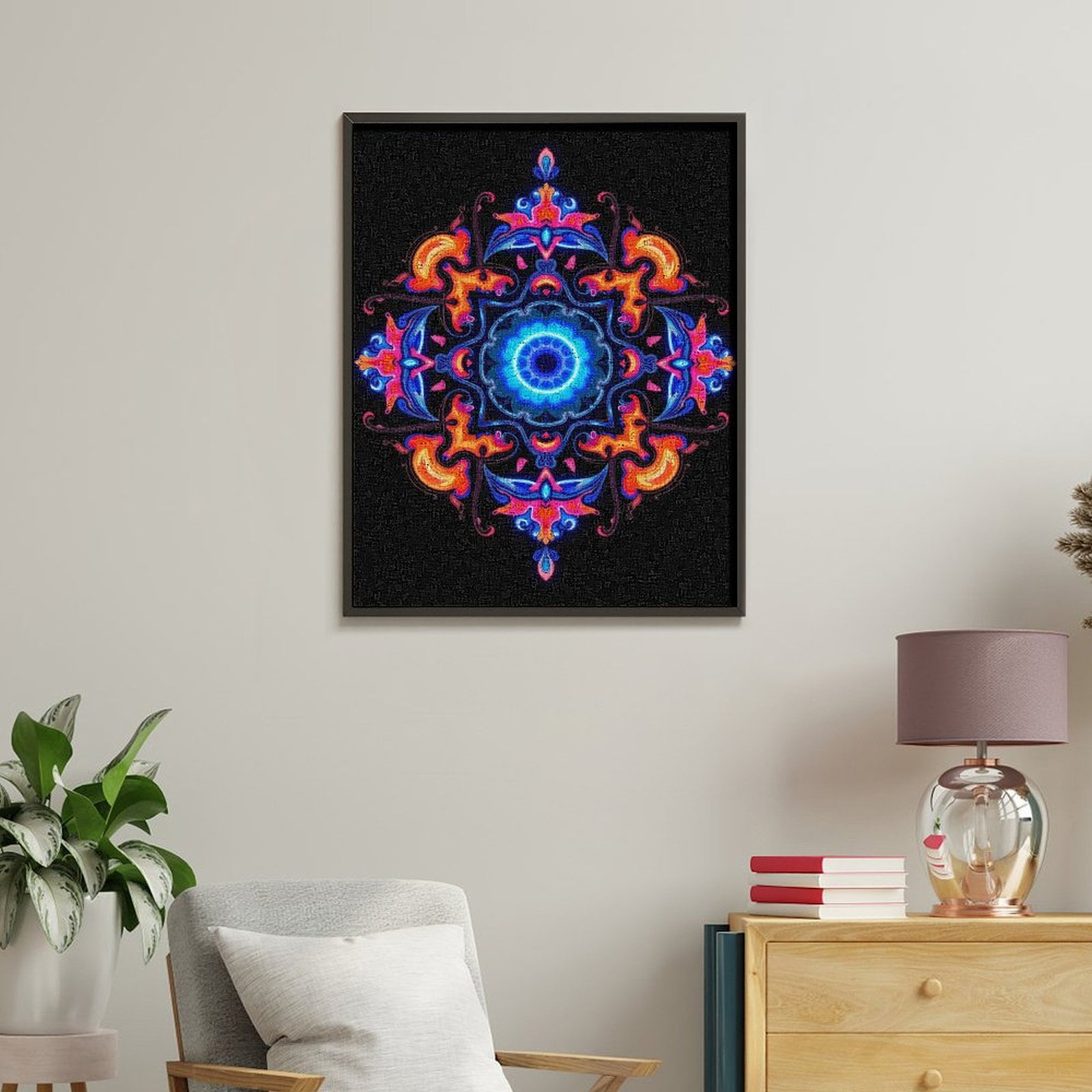 Paint By Numbers Kit for Adults Beginner - DIY Neon Mandala Art Symmetrical Design Canvas Painting Kits for Adults, Frameless Paint By Number for Adults for Home Wall Decor 16x20 Inch