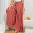 thumbnail image 6 of LOVZFMLL Wide Leg Pants for Women Flowy Swing Comfy Palazzo Pants Casual Loose High Elastic Waist Beach Vacation Trousers, 6 of 9