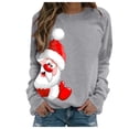 thumbnail image 1 of Chandail en Molleton de Noël pour Femmes Imprimé de Vacances Pull Col Rond Cardigan Manches Longues Pull de Noël à Capuche Veste de Mode Fermeture Mi-Longue, 1 of 6