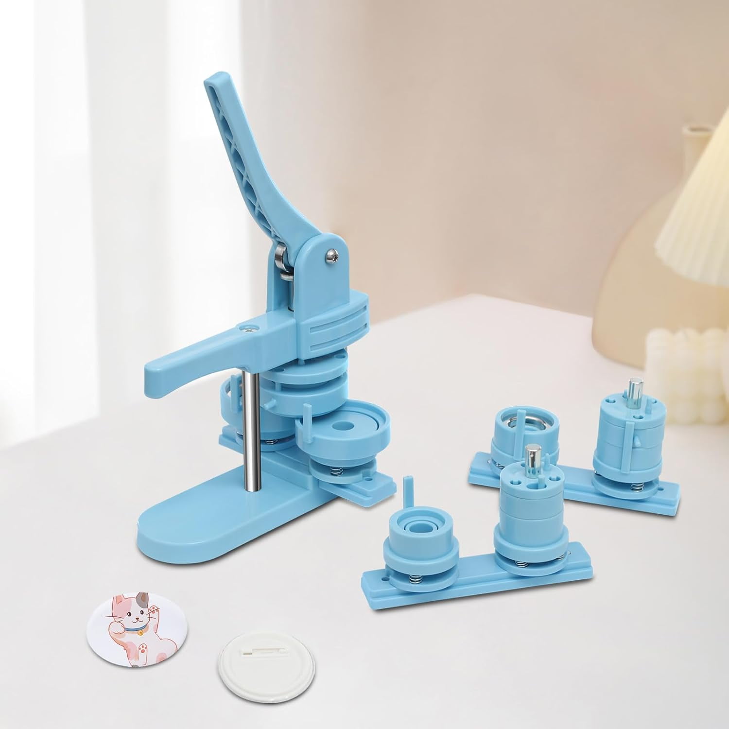 Button Maker, Multiple Sizes Button Maker Machine 25 32 58mm Badge Pin Machine 1/1.25/2.28 Inch 3-in-1 Pin Maker Button Press Pin Press Button Machine Each Size with 100pcs Button Maker Supplies