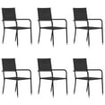 thumbnail image 1 of vidaXL Garden Dining Chairs 6 pcs Stackable Black Poly Rattan, 1 of 4