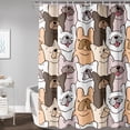thumbnail image 3 of Cute Dog Shower Curtain,Cartoon Pug Dog Printed Bath Curtain Gifts for Kids,Lovely Puppy Polyester Waterproof with 12 Plastic Hooks 72" W*72" H, 3 of 6