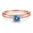 thumbnail image 2 of Gem Stone King 18K Rose Gold Plated Silver Persian Blue Moissanite and White Lab Grown Diamond 3-Stone Engagement Ring for Women (0.63 Cttw, Gemstone Birthstone, Size 9), 2 of 4